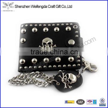 Men's skull biker studded leather unique wallet chains with a jeans long key chain