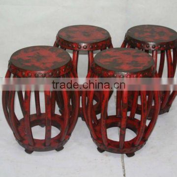 Chinese antique red wooden stool
