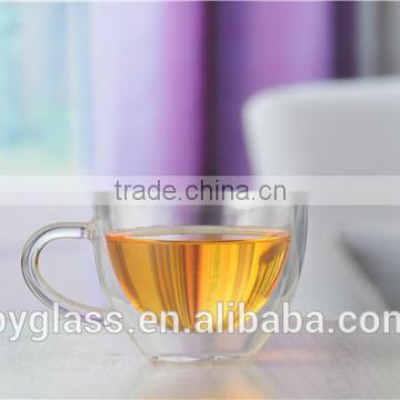 150ml clear high quality borosilicate galss cup with handle