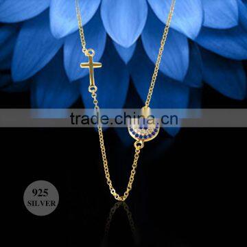 latest design 18k gold necklace in 925 silver