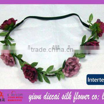 Elastic rubber band/Fabric rose flower/leaf garland