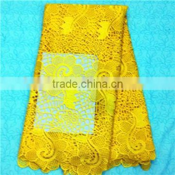 Swiss fabric high quality yellow african lace fabrics for lady evening dress