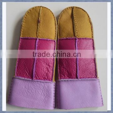 Promotional Girls Sheepskin Leather Fur Mittens for winter