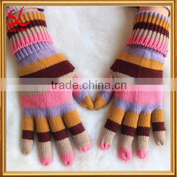 Fashion Accessories Knitted Gloves Women Colorful Stripe Acrylic Mittens For Korea