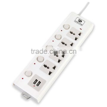 5 Outlet Power Strip/ Individual Switch With 2 USB Charger Ports