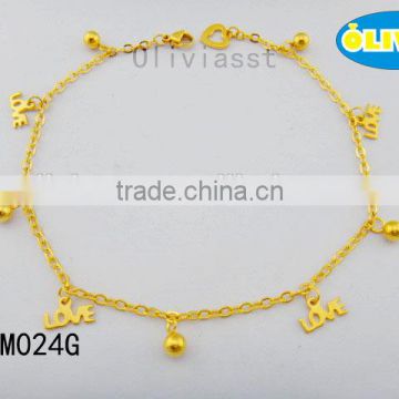 Olivia Jewelry Top Sale Stainless Steel Gold Plated Charm Anklets With Workable Price
