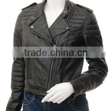 women leather jackets with padding details