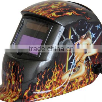 Painted with sexy lady auto darkening welding helmet