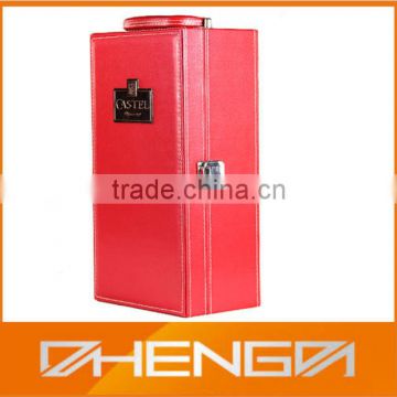 Best Sell factory customized red leather 2 bottles bordeaux wine box (ZDS-F392)