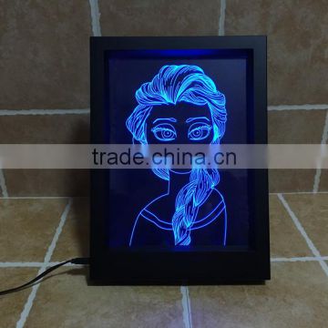 2016 new design awsome creative magic illusion 3D led night lights photo frame for decoration