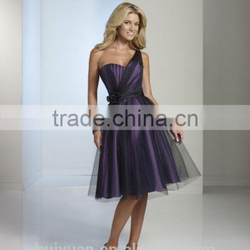 neweat purple one shoulder chiffon knee length mother of the bride dresses