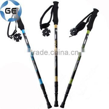 Rubber Grip 3 Sections Telescopic Trekking Pole Outdoor Walking Alpenstock Carbon Fiber Climbing Hiking Stick