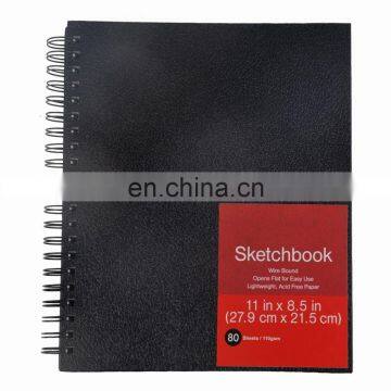 2017 new wholesale wire bound black hard cover Sketch pad Sketch Book