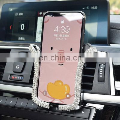 Hot Selling Products Bling Car Phone Holder Rhinestones Air Vent Support Crystal Diamond Phone Clip Car Interior Accessories