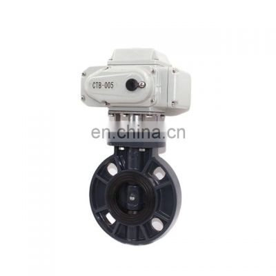 CTB two way motorized pvc valve with electric actuator 220V 380V 24V motorized actuated butterfly valve