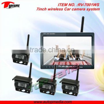 7inch analog wireless car camera system with 4CH display switch & CMOS/CCD camera