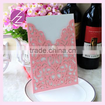 Free shipping pocket Design laser cut Embossed flowers Wedding Invitation wedding Cards With Insert Paper and Envelope