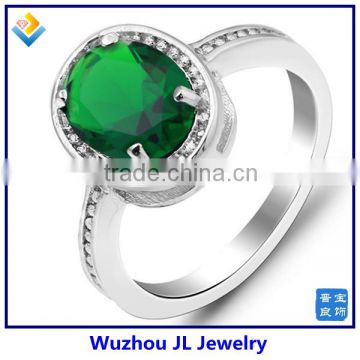 Latest Design Oval Green Cubic Zirconia Stone Inlay Copper Alloy Rings