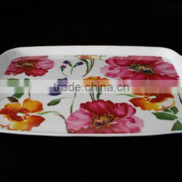 15.5 inch two-handled rectangular melamine tray