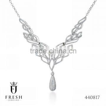 Fashion 925 Sterling Silver Necklace - 440817 , Wholesale Silver Jewellery, Silver Jewellery Manufacturer, CZ Cubic Zircon AAA