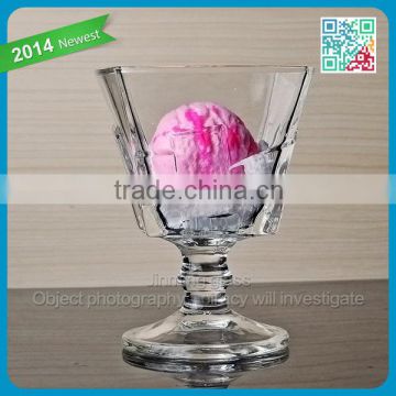 2014 newest crystal ice cream glass tumbler ice block shape tall glass shiney stylish ice cream glass cup