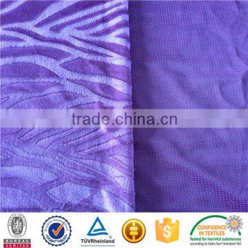 polyester brushed velboa upholstery fabric for sofa cover with back dot flower
