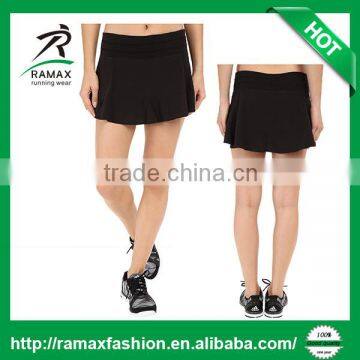 Ramax Custom Women Elastic Waistband Black Sports Running Mini Short Skirt