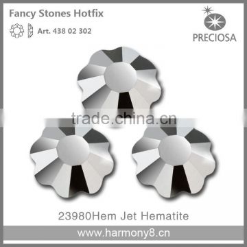 PRECIOSA Flower Fancy Stone Flat Back in Jet Hematite,MC Flower FB