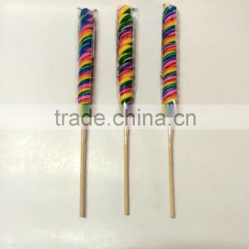 Mixed color long Swirl stick lollipop candy
