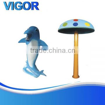 blue water mushroom used as children water park equipment