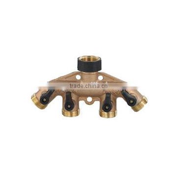garden hose connector, Brass Hose Faucet Manifold,brass 4 way connector SG1232