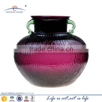 Decorative large oval colorful blown glass flower vase for wedding