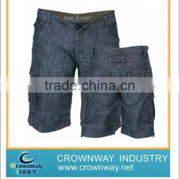 Light Wash Denim Cargo Shorts With 6 Pockets