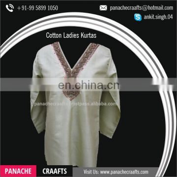 Fancy Short Cotton Kurti Designs, Beaded Kurtis for Sale