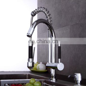 Hot selling professional flexible electroplate double spring brass kitchen faucet