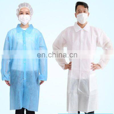 Wholesale Disposablewhite Non-woven Dustproof Clothing Blue Lab Coat Class I  Ppe Isolation Gowns PP PE Non Woven Waterproof