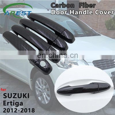 for Suzuki Ertiga 2012 2013 2014 2015 2016 2017 2018 4 PCS Carbon Fiber Door Handle Cover Catch Trim Car Exterior Accessories