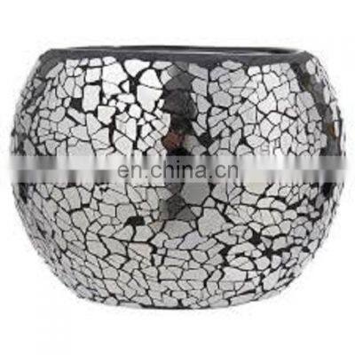 silver mosaic glass tea light holder