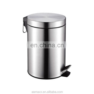 Best Selling  3L Dust Bin   Stainless Steel Foot Pedal Metal Steel Dust Bin  Simple Style Bathroom Kitchen  Pedal Bin