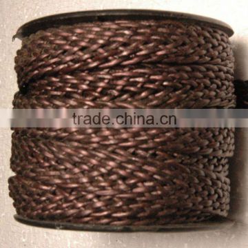 Round braided leather lace