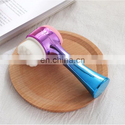 Beauty Standing Electroplate Facial Cleansing Brush 3D Portable Dual Sided Silicone Face Brush
