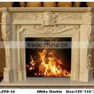 Yellow Marble Stone Carving Fireplace Frame