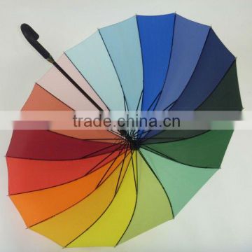 2013 hot selling 54" arc 16 panels 190T pongee multi-color ladies golf umbrella