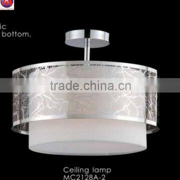 two tiers round ceiling lamp steel outside and white fabric inside MC2128A-2