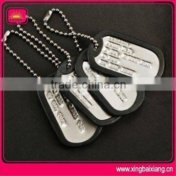Cheap wholesale custom metal military dog tag with rubber