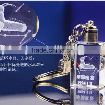 New arrival 3d laser led crystal keychain for constellation