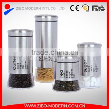 Best Selling High quality glass storage jar with stainless steel coating