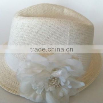 wholesale fashion women fedora paper straw hat flower