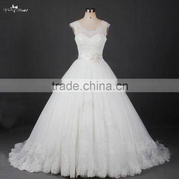 RSW912 Wholesale Alibaba Scoop Neckline Vintage Lace Wedding Dresses 2016 With Belt Bridal Ball Gown Wedding Gown