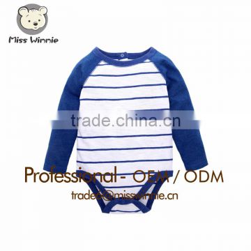 2016 Custom Baby Wear romper 100 % cotton stripe long sleeve Baby Romper
